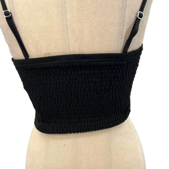 Zara Corset Tank Top Bralette Lace Up‎ Sweetheart Shirred Black Size Medium - Picture 7 of 11